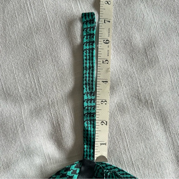 Vintage Body Drama Dress Womens M Green Black Houndstooth Slip 90s Y2k Retro - Picture 6 of 9